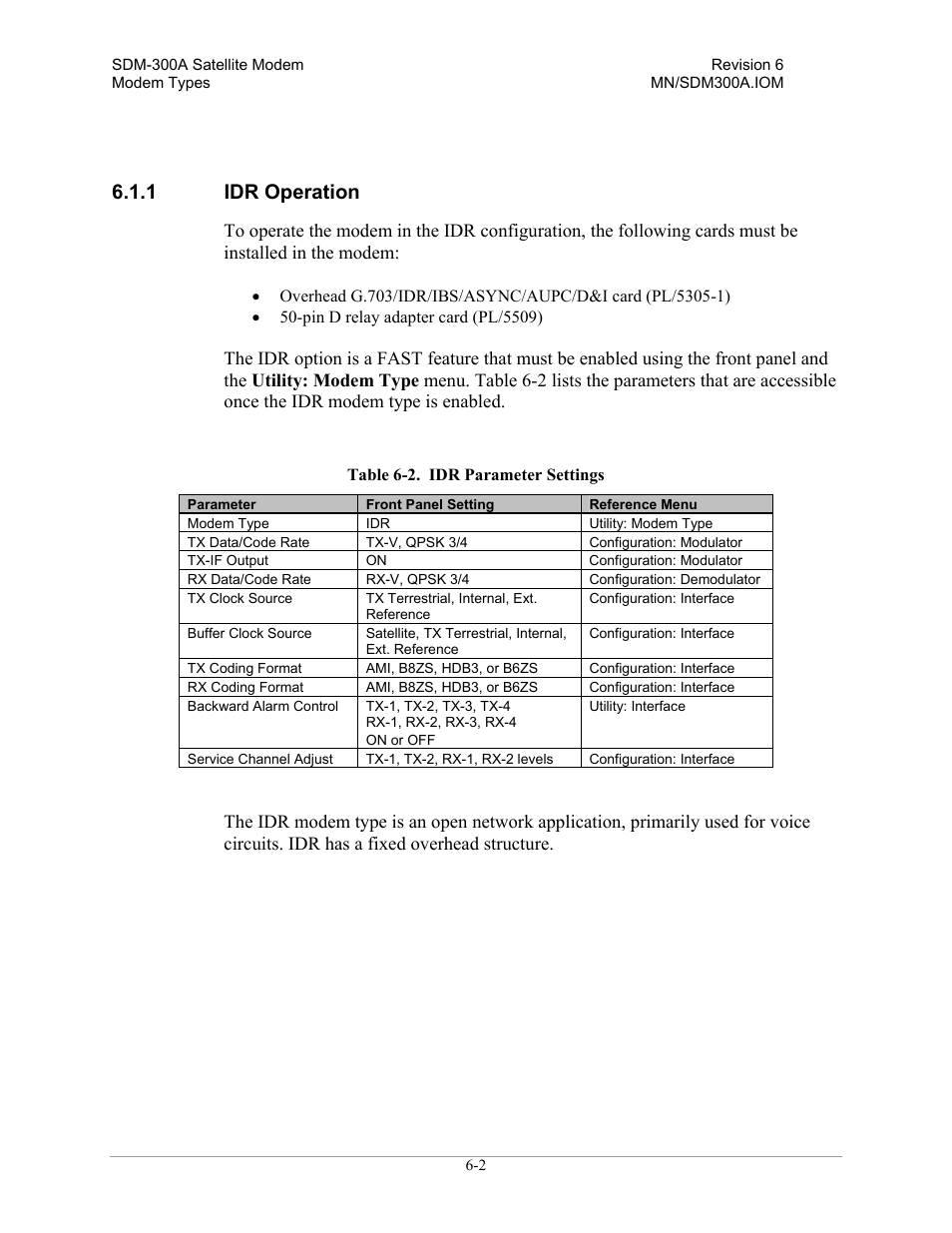 Idr operation, 1 idr operation | Comtech EF Data SDM-300A User Manual | Page 210 / 470