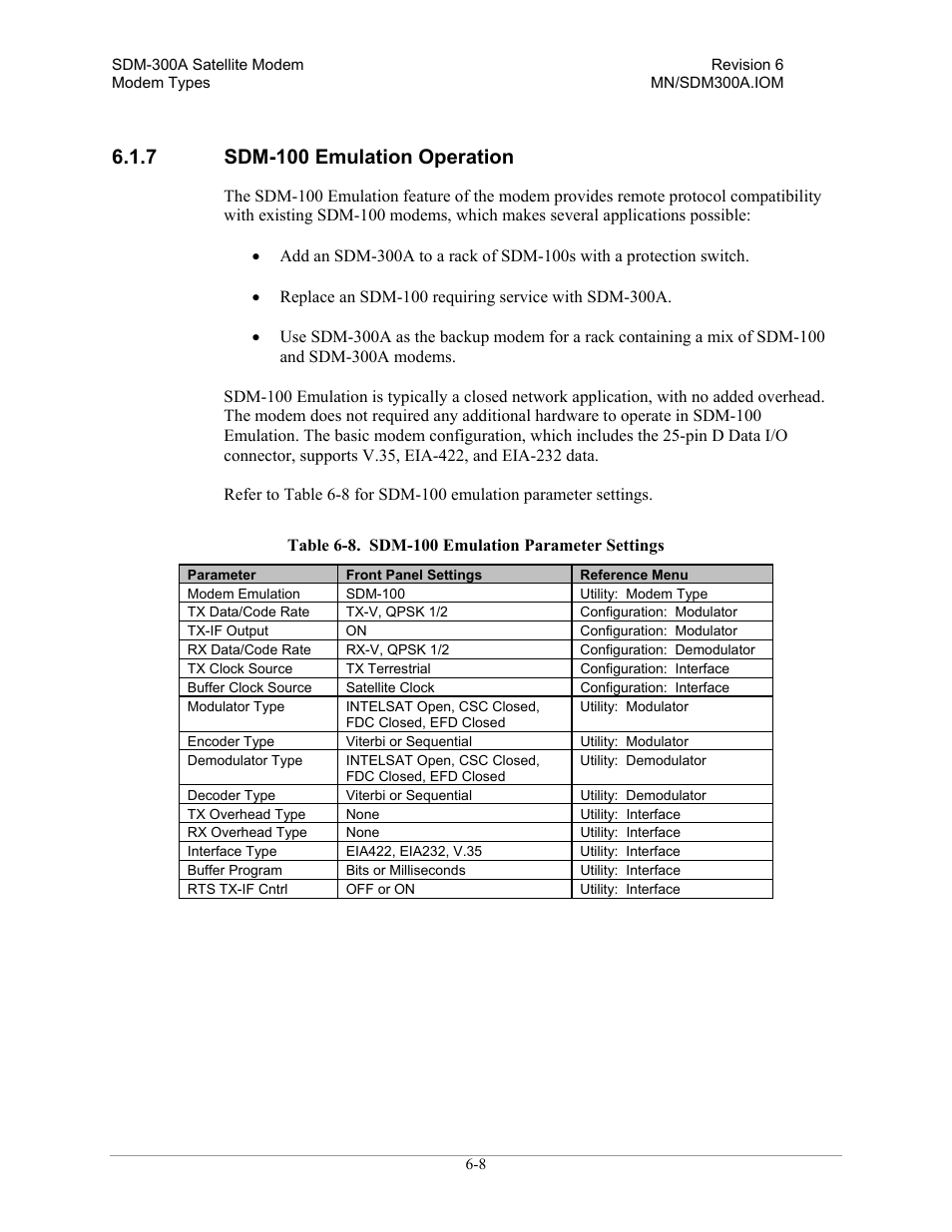 Sdm-100 emulation operation, 7 sdm-100 emulation operation | Comtech EF Data SDM-300A User Manual | Page 216 / 470