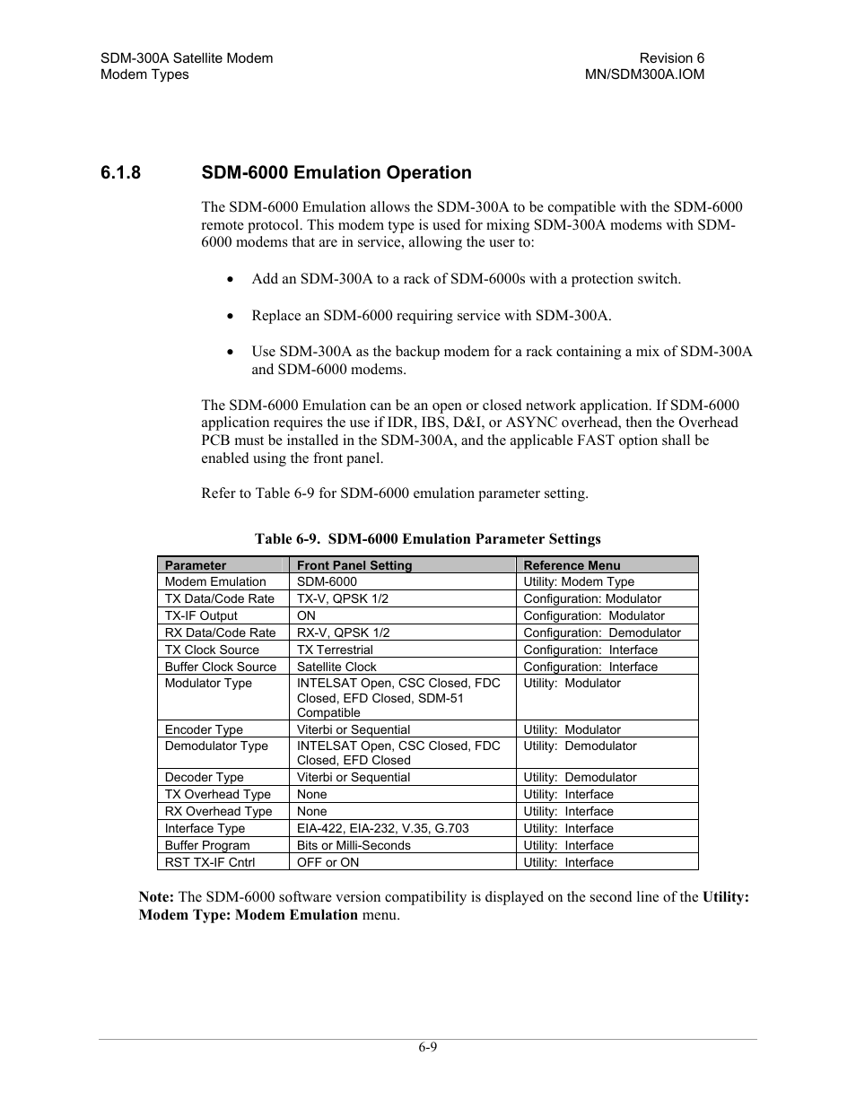 Sdm-6000 emulation operation | Comtech EF Data SDM-300A User Manual | Page 217 / 470