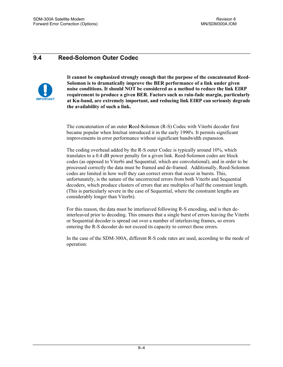 Reed-solomon outer codec, 4 reed-solomon outer codec | Comtech EF Data SDM-300A User Manual | Page 240 / 470