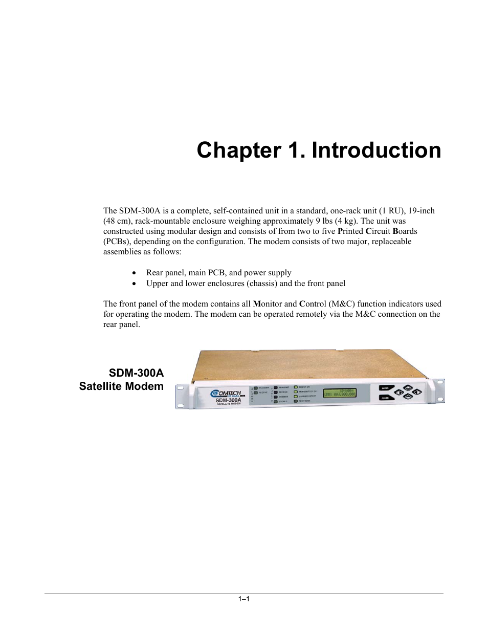 Introduction, Chapter 1. introduction | Comtech EF Data SDM-300A User Manual | Page 27 / 470