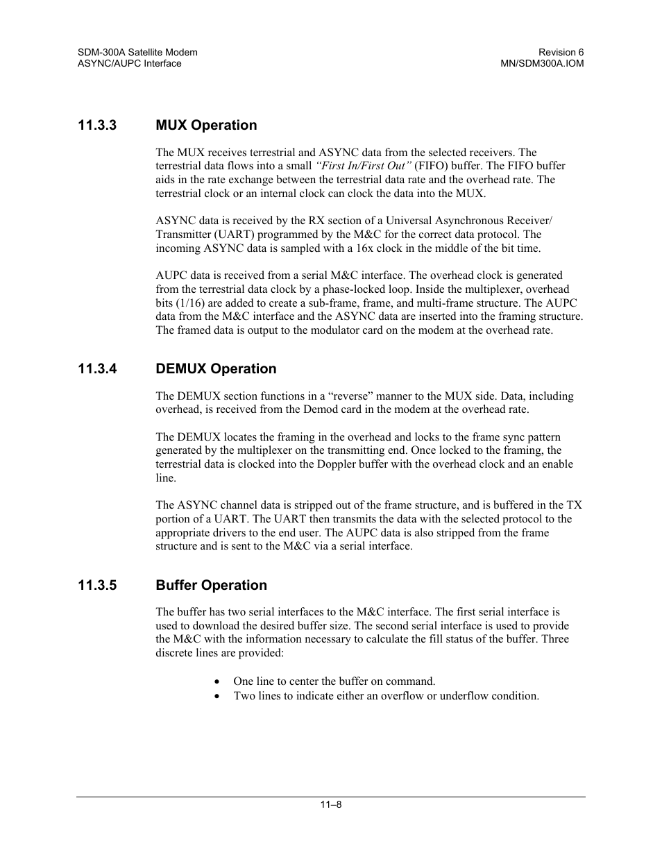 Mux operation, Demux operation, Buffer operation | Comtech EF Data SDM-300A User Manual | Page 290 / 470