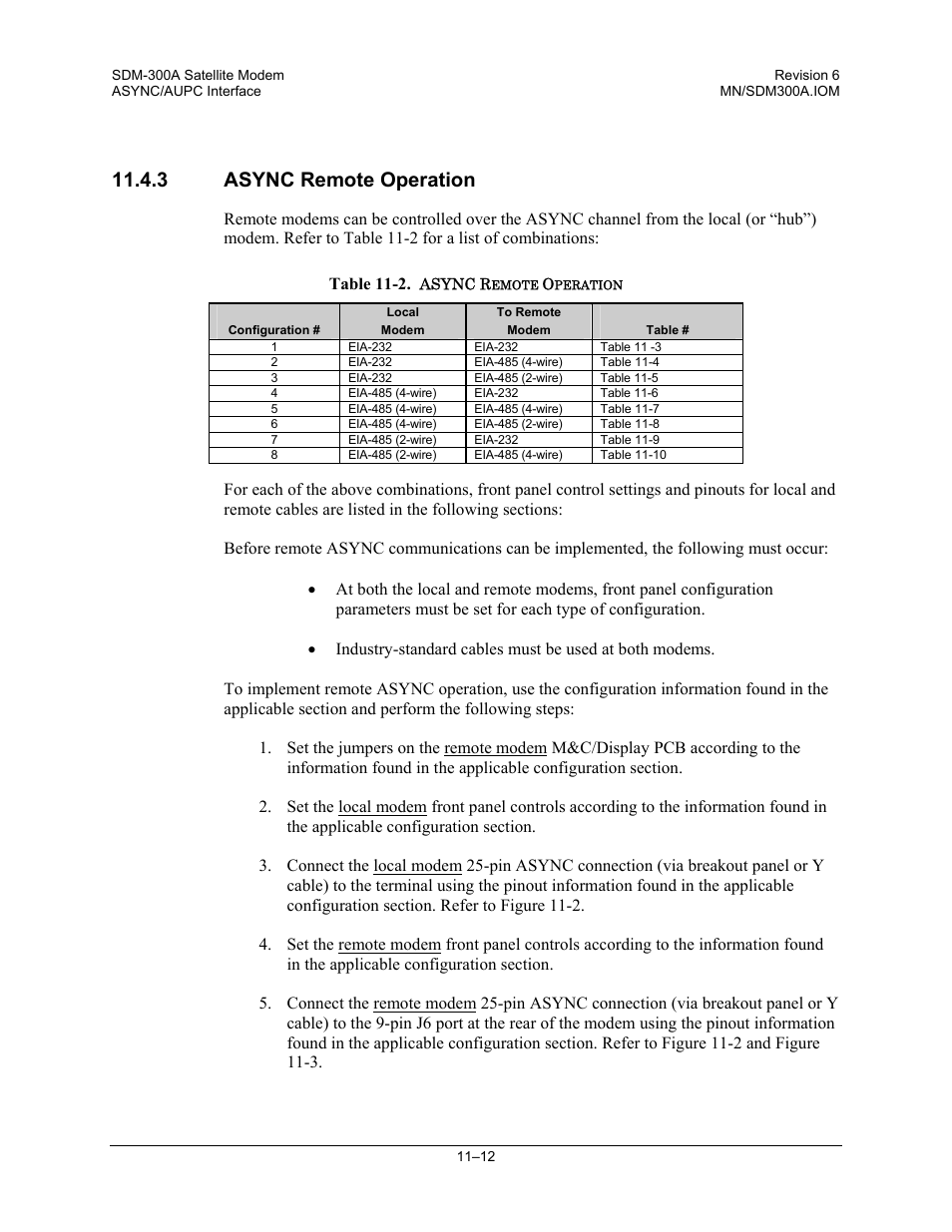 Async remote operation, 3 async remote operation | Comtech EF Data SDM-300A User Manual | Page 294 / 470