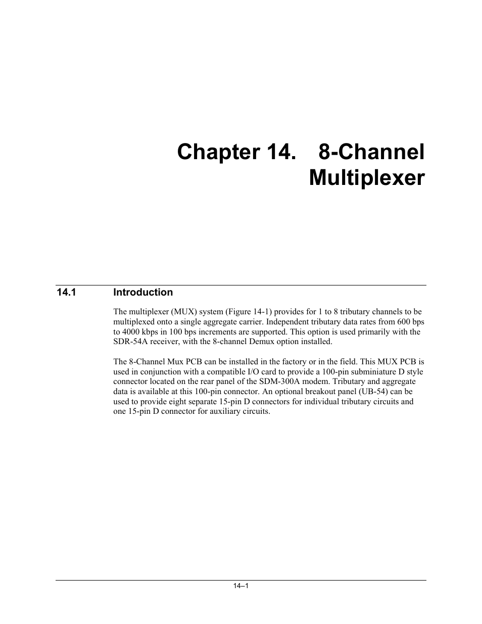 Channel multiplexer, Introduction, Chapter 14. 8-channel multiplexer | Comtech EF Data SDM-300A User Manual | Page 315 / 470