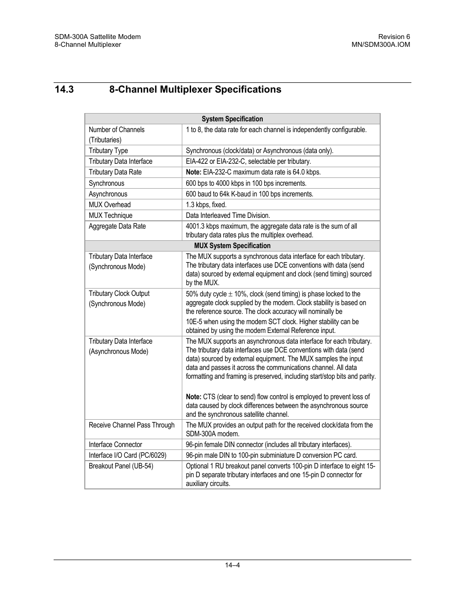 Channel multiplexer specifications, 3 8-channel multiplexer specifications | Comtech EF Data SDM-300A User Manual | Page 318 / 470