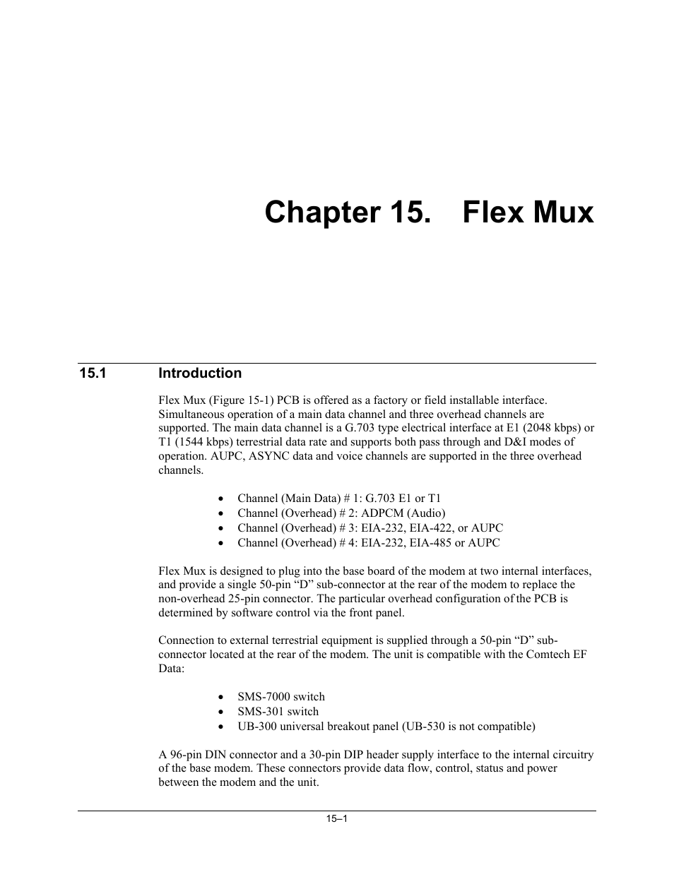 Flex mux, Introduction, Chapter 15. flex mux | Comtech EF Data SDM-300A User Manual | Page 321 / 470