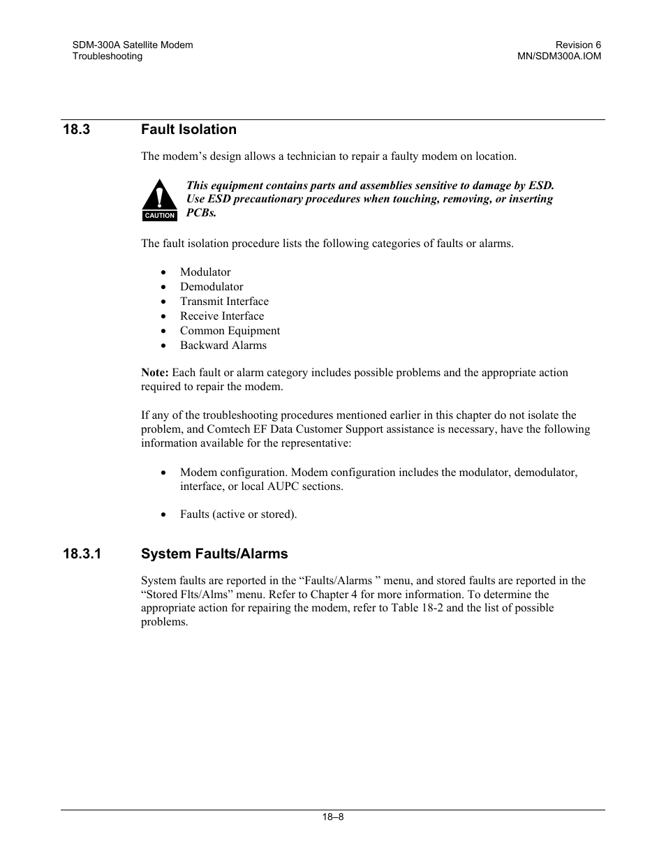 Fault isolation, System faults/alarms | Comtech EF Data SDM-300A User Manual | Page 344 / 470