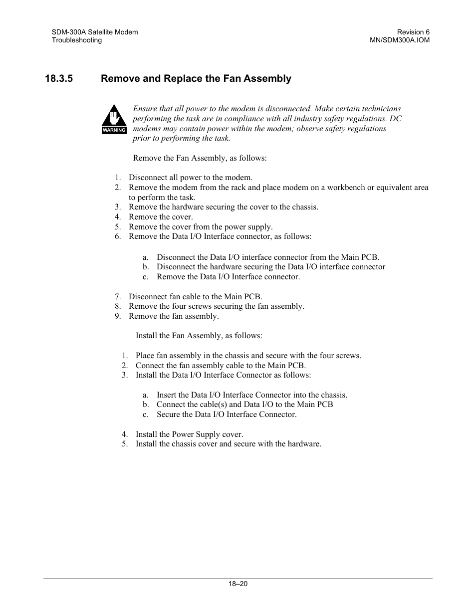 Remove and replace the fan assembly, 5 remove and replace the fan assembly | Comtech EF Data SDM-300A User Manual | Page 356 / 470