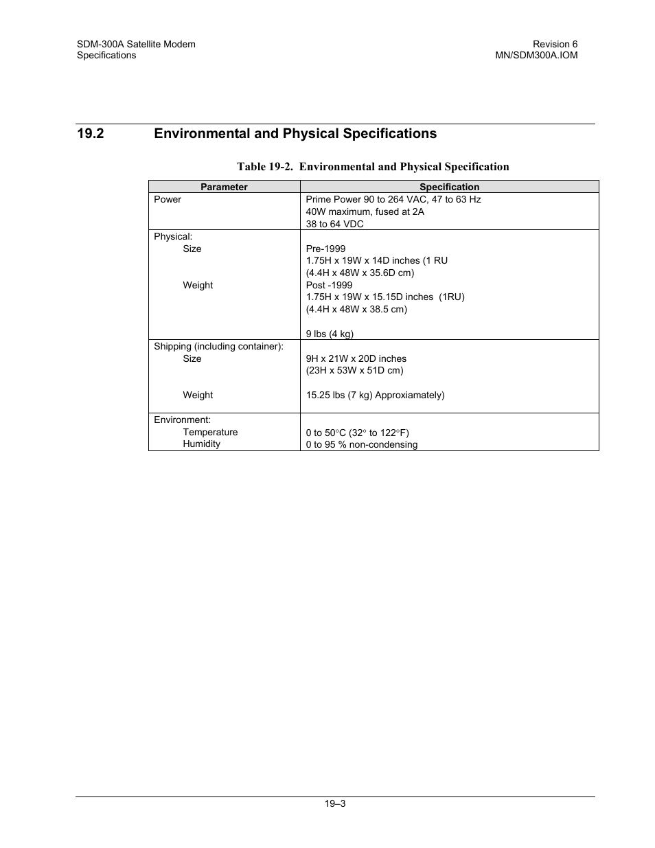 Environmental and physical specifications, 2 environmental and physical specifications | Comtech EF Data SDM-300A User Manual | Page 359 / 470