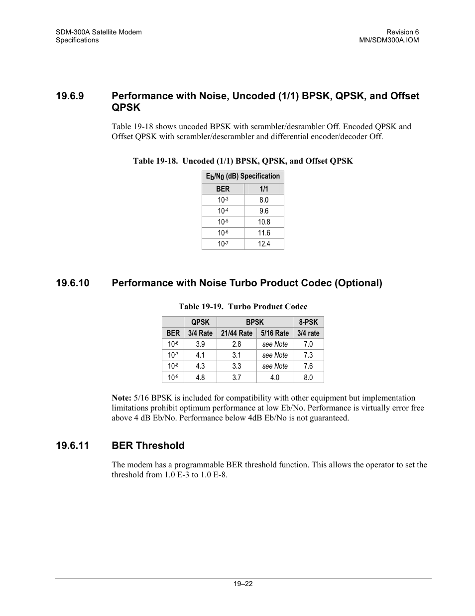 Ber threshold, 11 ber threshold | Comtech EF Data SDM-300A User Manual | Page 378 / 470