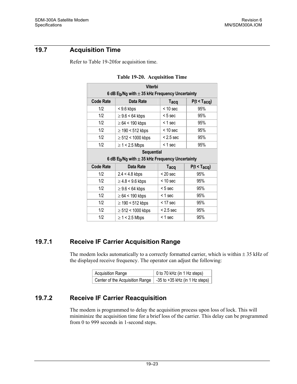 Acquisition time, Receive if carrier acquisition range, Receive if carrier reacquisition | 7 acquisition time, 1 receive if carrier acquisition range, 2 receive if carrier reacquisition | Comtech EF Data SDM-300A User Manual | Page 379 / 470