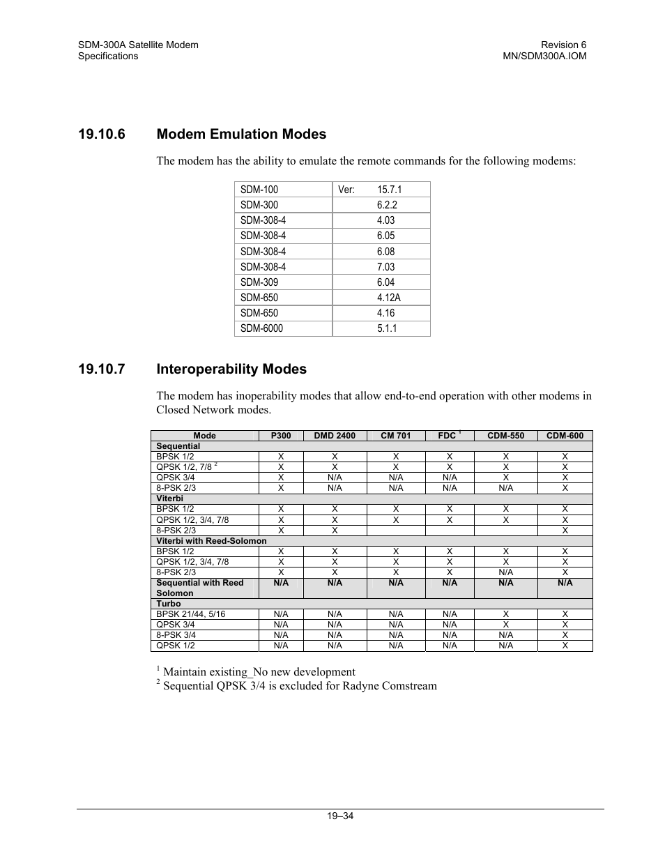 Modem emulation modes, Interoperability modes, 6 modem emulation modes | 7 interoperability modes, Maintain existing_no new development | Comtech EF Data SDM-300A User Manual | Page 390 / 470