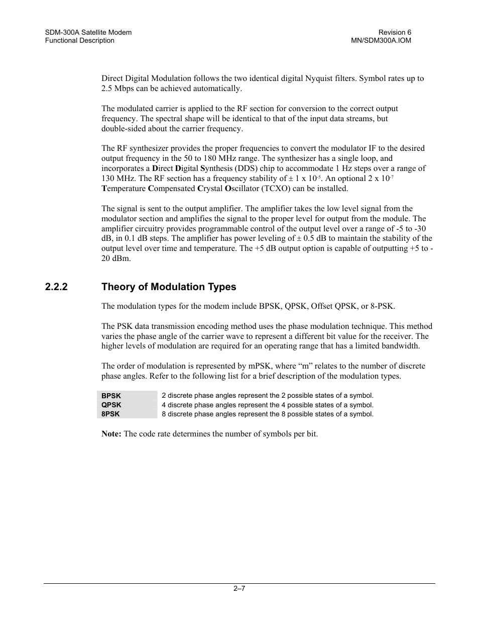 Theory of modulation types, 2 theory of modulation types | Comtech EF Data SDM-300A User Manual | Page 47 / 470