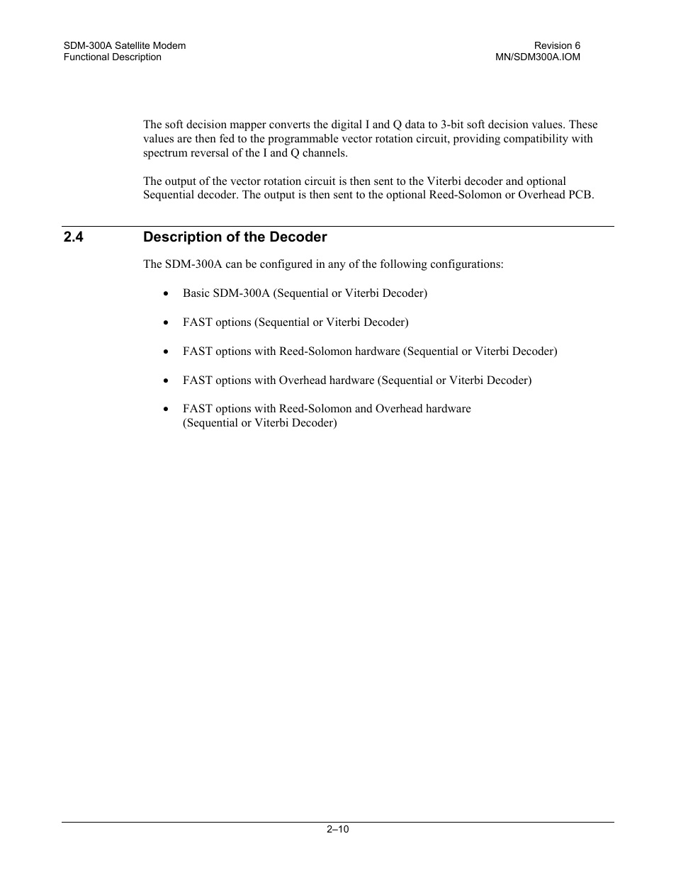 Description of the decoder | Comtech EF Data SDM-300A User Manual | Page 50 / 470