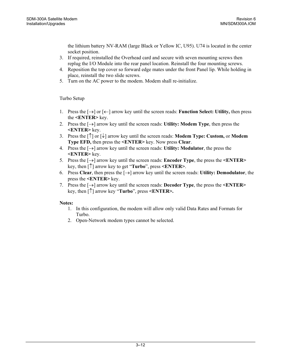 Turbo setup | Comtech EF Data SDM-300A User Manual | Page 68 / 470