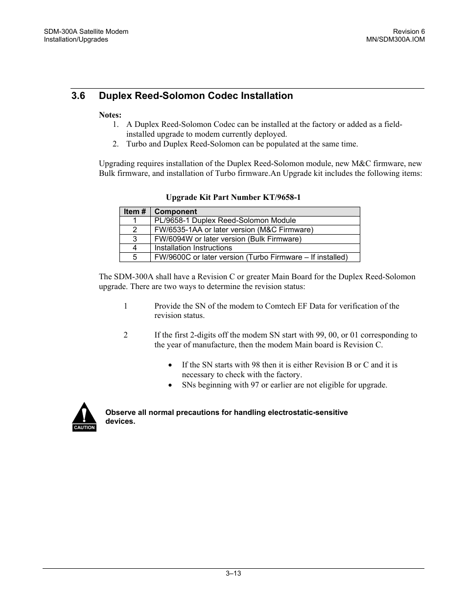 Duplex reed-solomon codec installation, 6 duplex reed-solomon codec installation | Comtech EF Data SDM-300A User Manual | Page 69 / 470