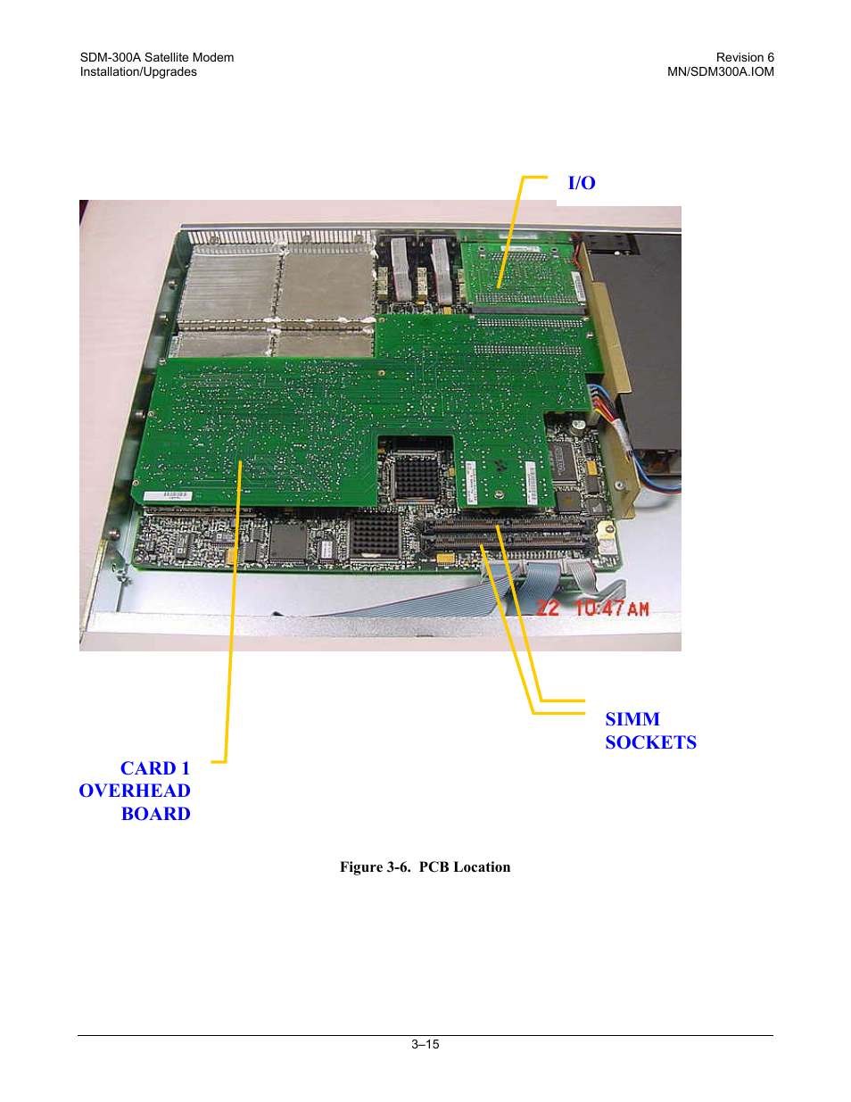 Simm sockets card 1 overhead board i/o | Comtech EF Data SDM-300A User Manual | Page 71 / 470