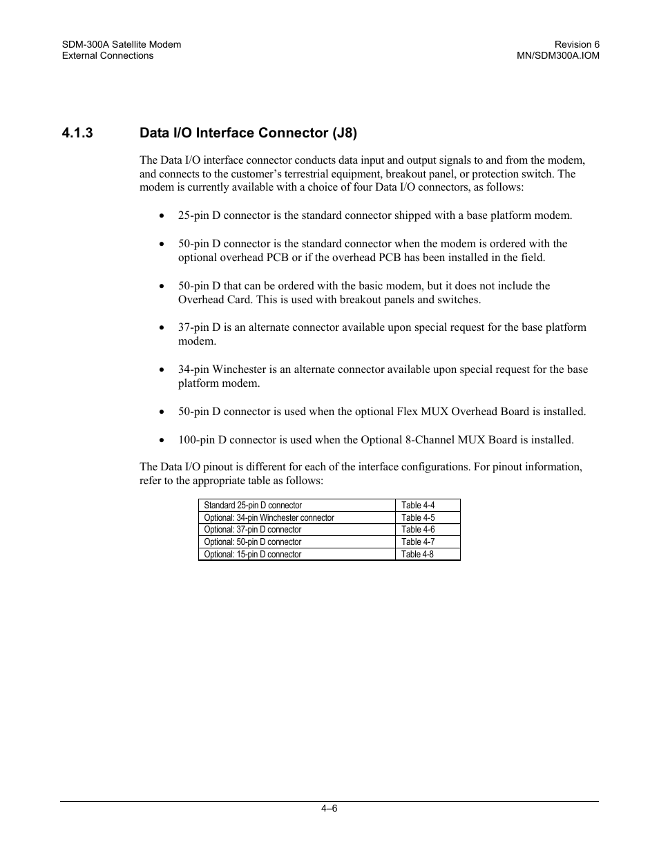 Data i/o interface connector (j8), 3 data i/o interface connector (j8) | Comtech EF Data SDM-300A User Manual | Page 84 / 470