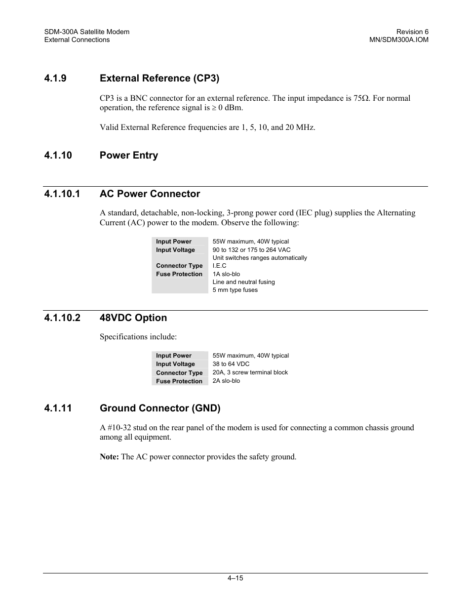 External reference (cp3), Power entry, Ac power connector | 48vdc option, Ground connector (gnd), 9 external reference (cp3), 2 48vdc option, 11 ground connector (gnd) | Comtech EF Data SDM-300A User Manual | Page 93 / 470