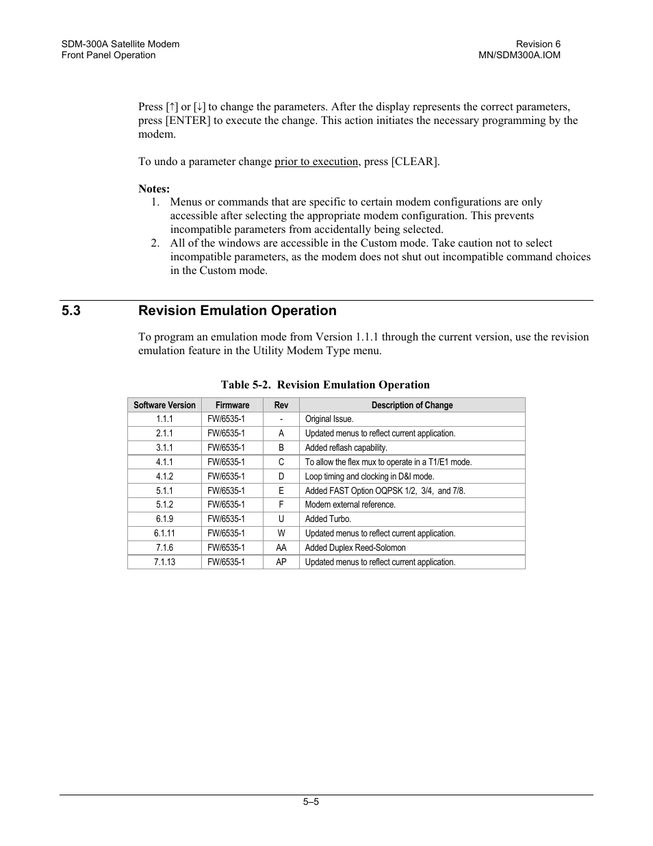 Revision emulation operation, 3 revision emulation operation | Comtech EF Data SDM-300A User Manual | Page 99 / 470