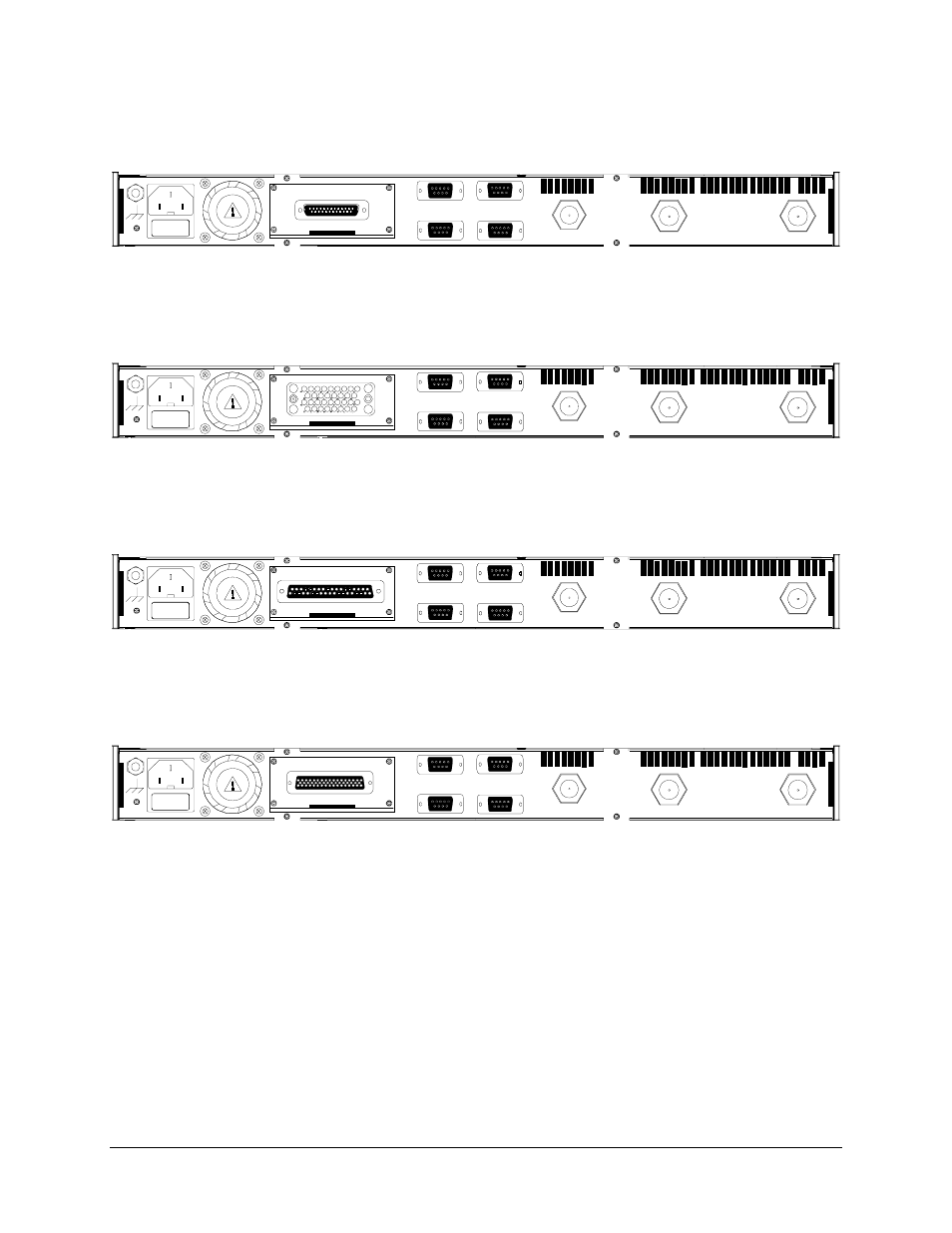 Figure 2-2. basic modem, 25-pin d connector, Figure 2-5. overhead option, 50-pin d connector | Comtech EF Data SDM-300L User Manual | Page 26 / 82