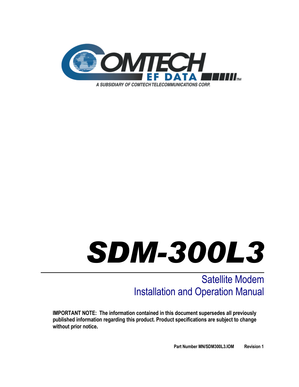 Comtech EF Data SDM-300L3 User Manual | 408 pages