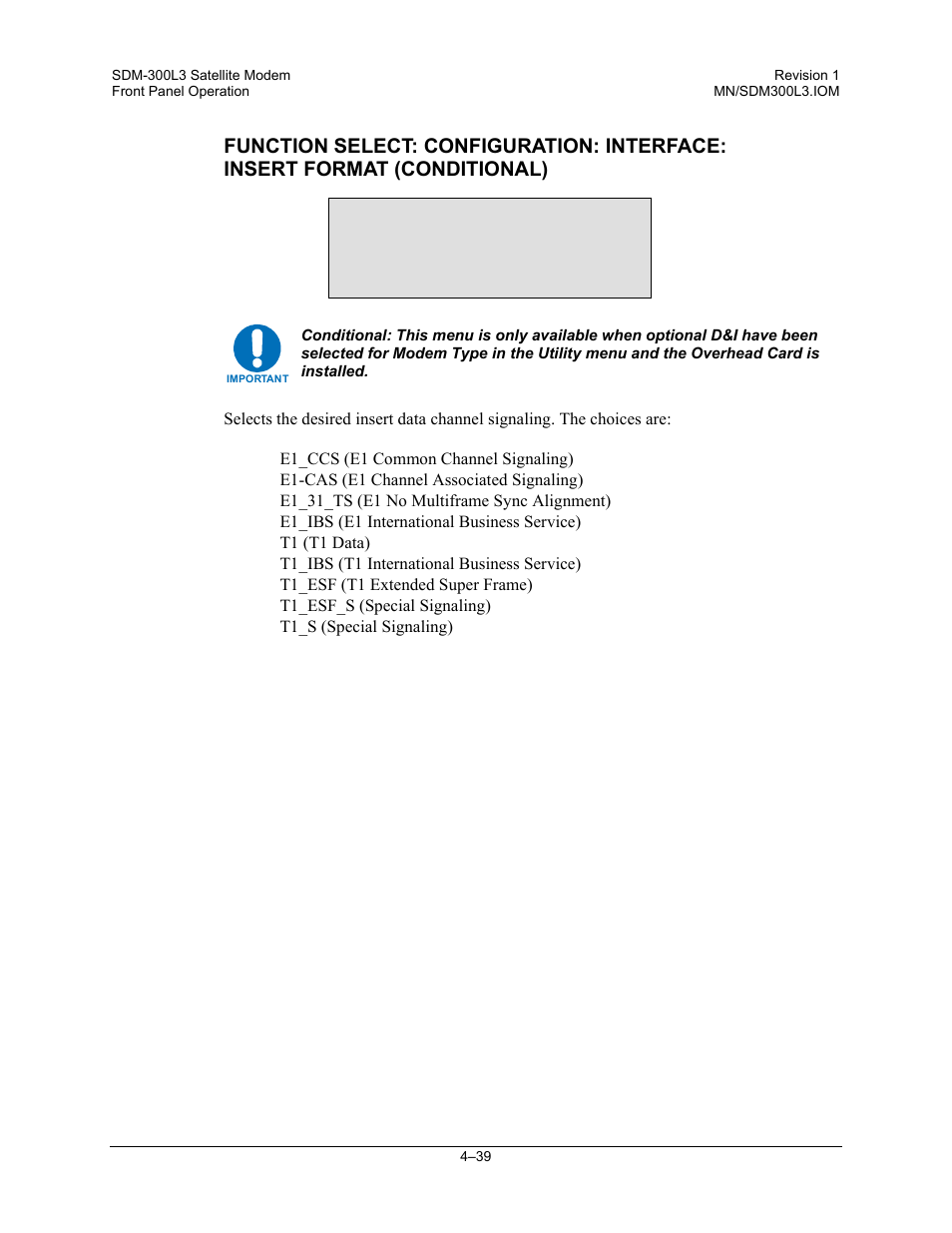 Insert format t1 | Comtech EF Data SDM-300L3 User Manual | Page 107 / 408