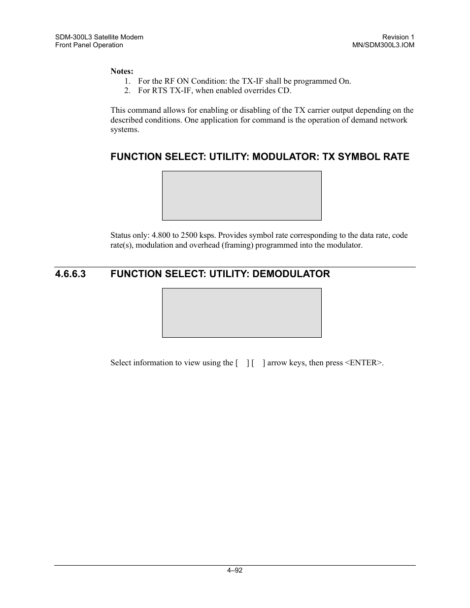 Function select: utility: demodulator | Comtech EF Data SDM-300L3 User Manual | Page 160 / 408