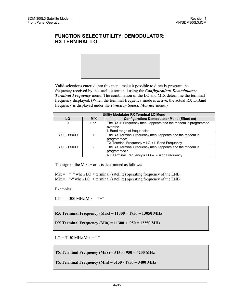 Rx terminal lo o mhz mix | Comtech EF Data SDM-300L3 User Manual | Page 163 / 408