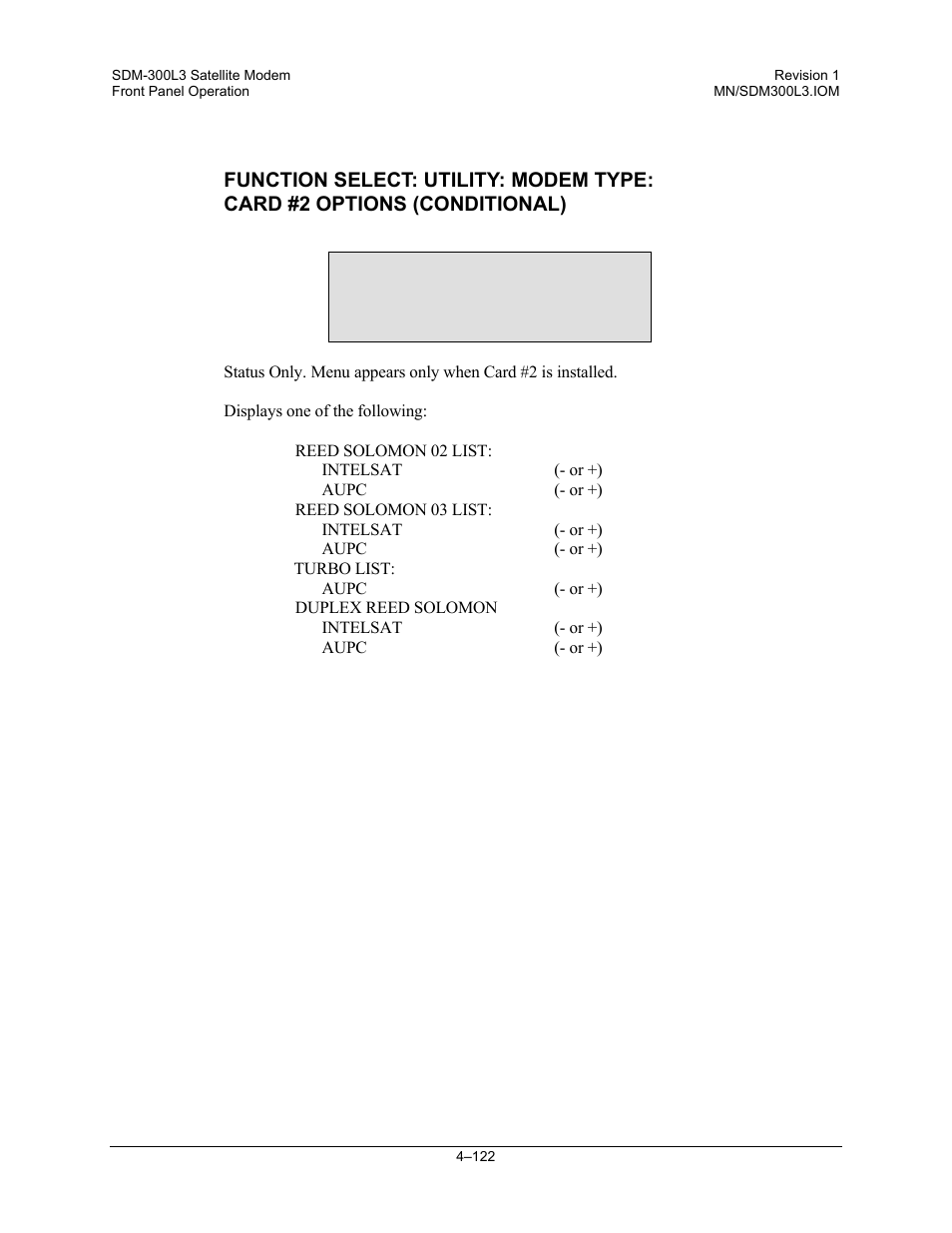 Card #2 options | Comtech EF Data SDM-300L3 User Manual | Page 190 / 408