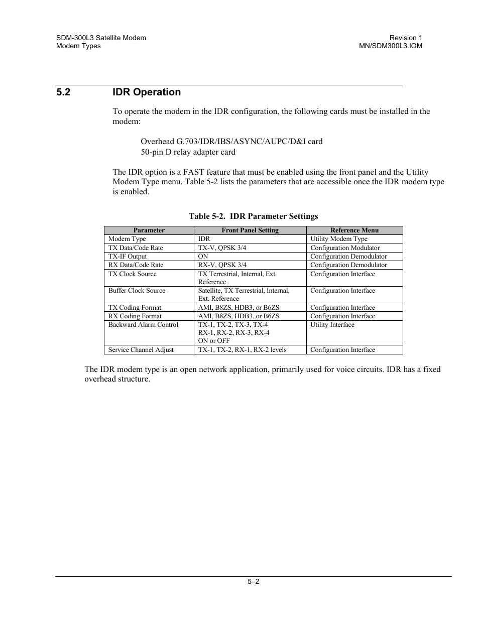 2idr operation, 2 idr operation | Comtech EF Data SDM-300L3 User Manual | Page 202 / 408