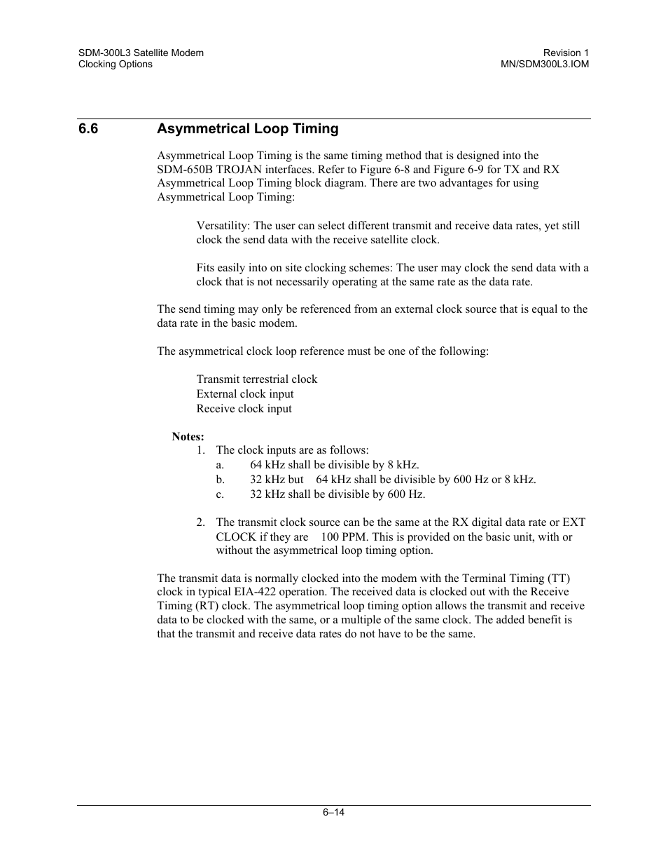 Asymmetrical loop timing | Comtech EF Data SDM-300L3 User Manual | Page 224 / 408