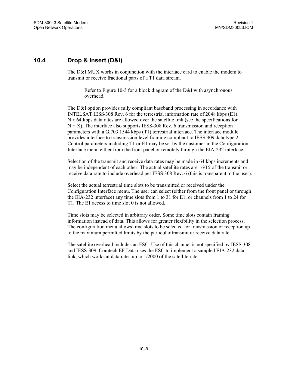 Drop & insert (d&i), 4 drop & insert (d&i) | Comtech EF Data SDM-300L3 User Manual | Page 267 / 408