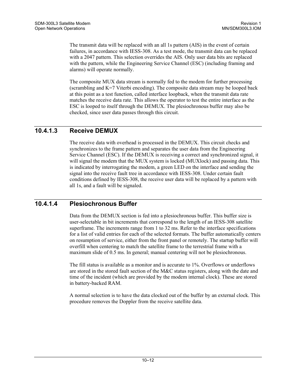 Receive demux, Plesiochronous buffer | Comtech EF Data SDM-300L3 User Manual | Page 270 / 408