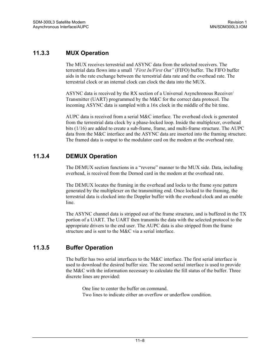 Mux operation, Demux operation, Buffer operation | Comtech EF Data SDM-300L3 User Manual | Page 284 / 408