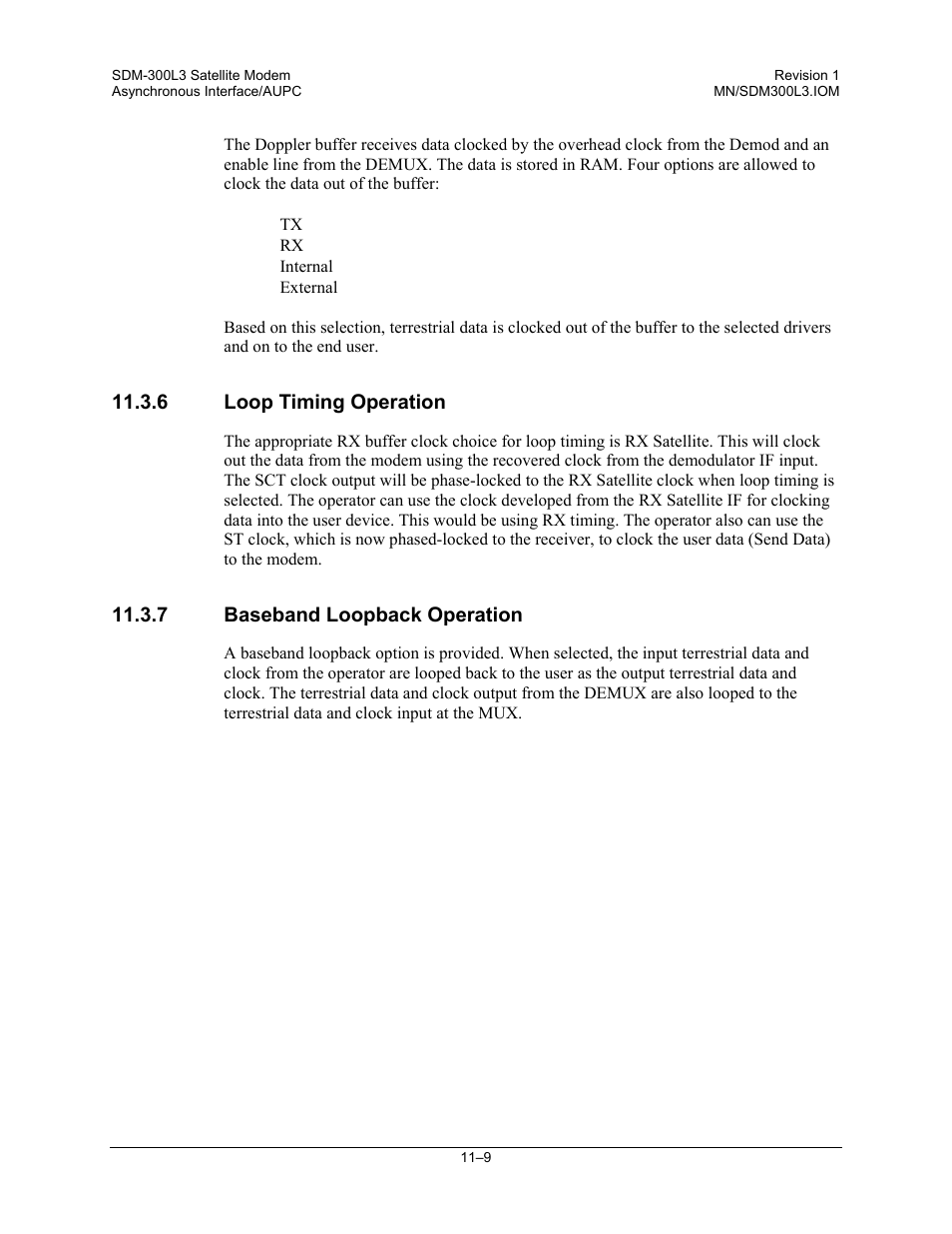 Loop timing operation, Baseband loopback operation | Comtech EF Data SDM-300L3 User Manual | Page 285 / 408