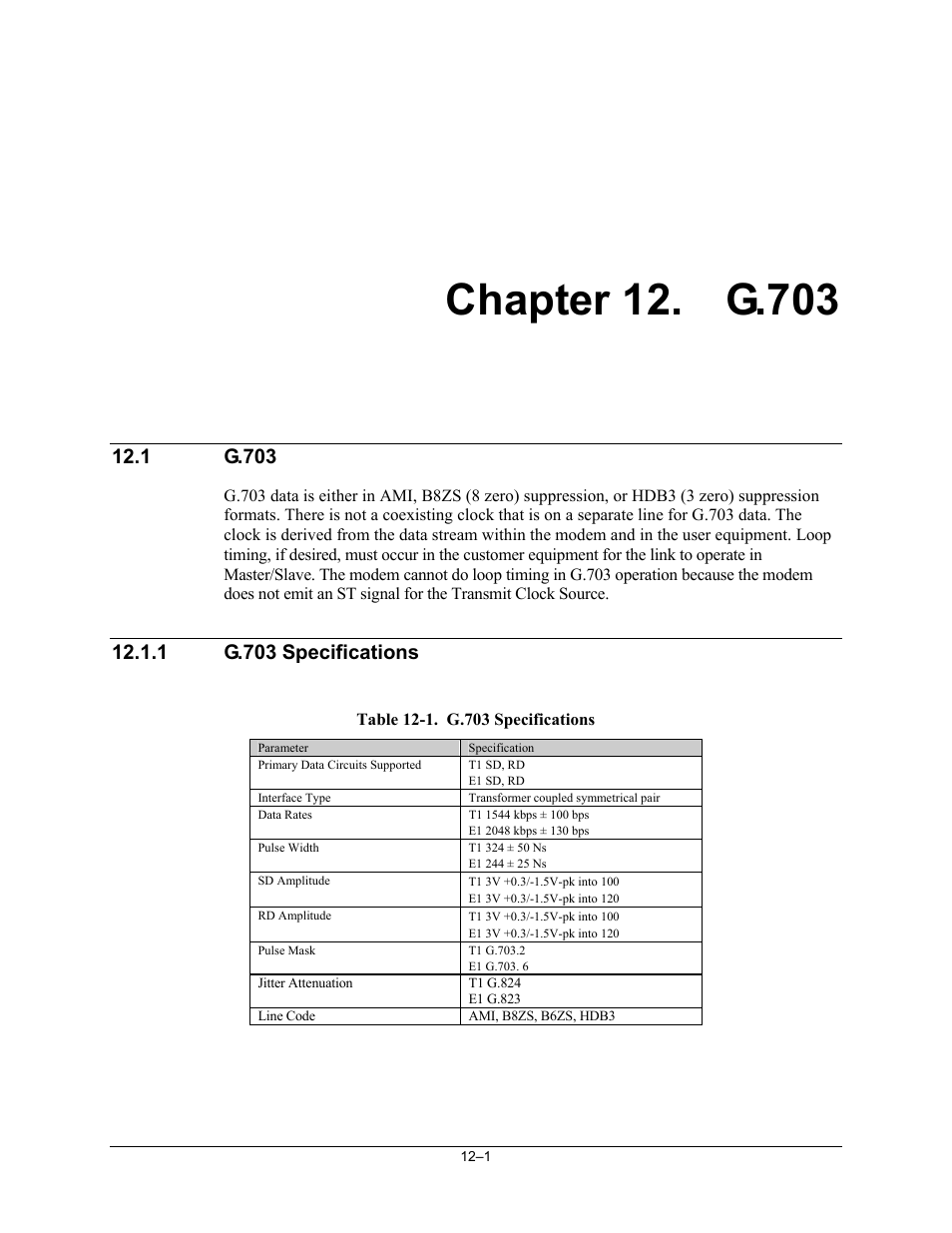 12 g.703, G.703, G.703 specifications | 1 g.703, 1 g.703 specifications | Comtech EF Data SDM-300L3 User Manual | Page 301 / 408