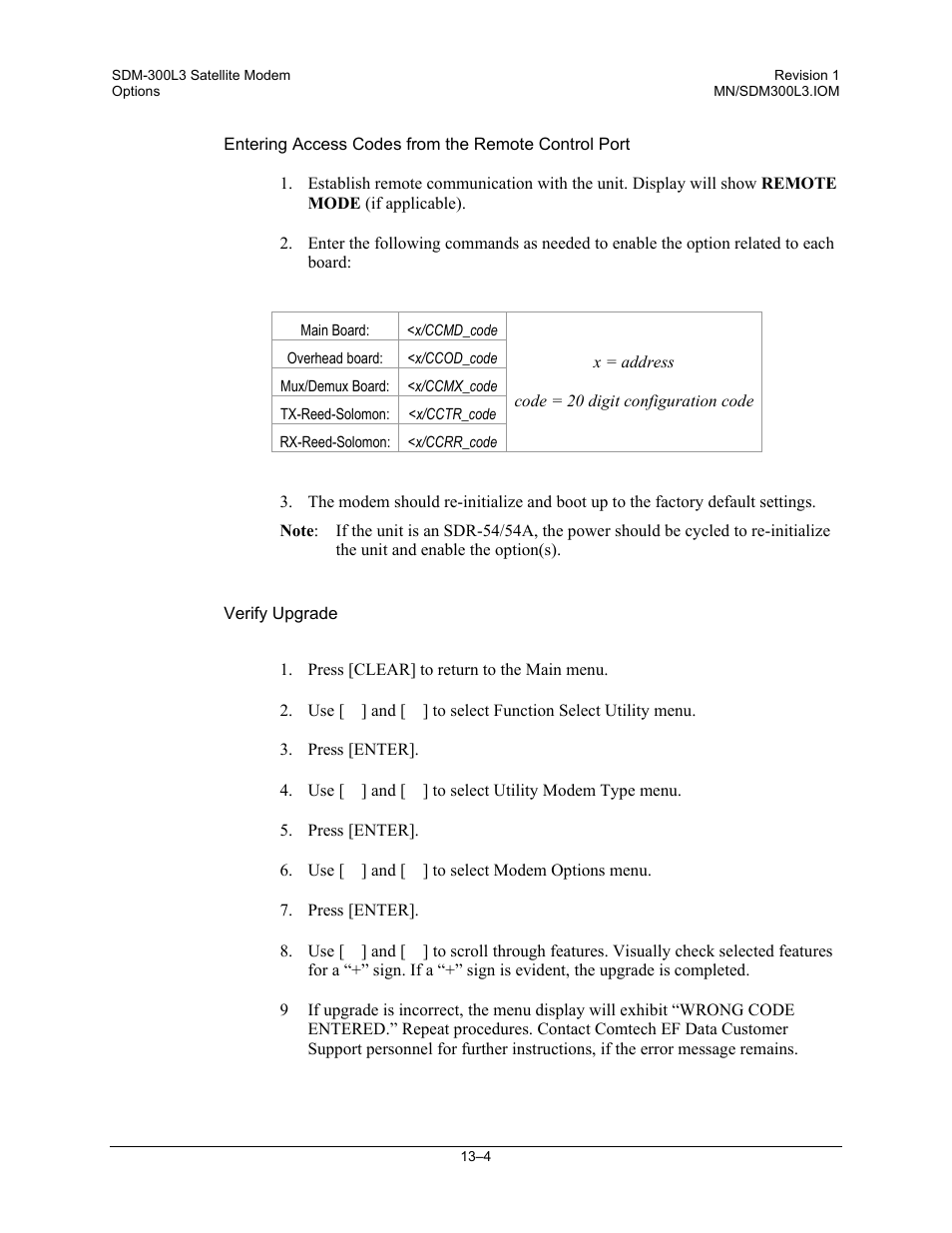 Verify upgrade | Comtech EF Data SDM-300L3 User Manual | Page 306 / 408