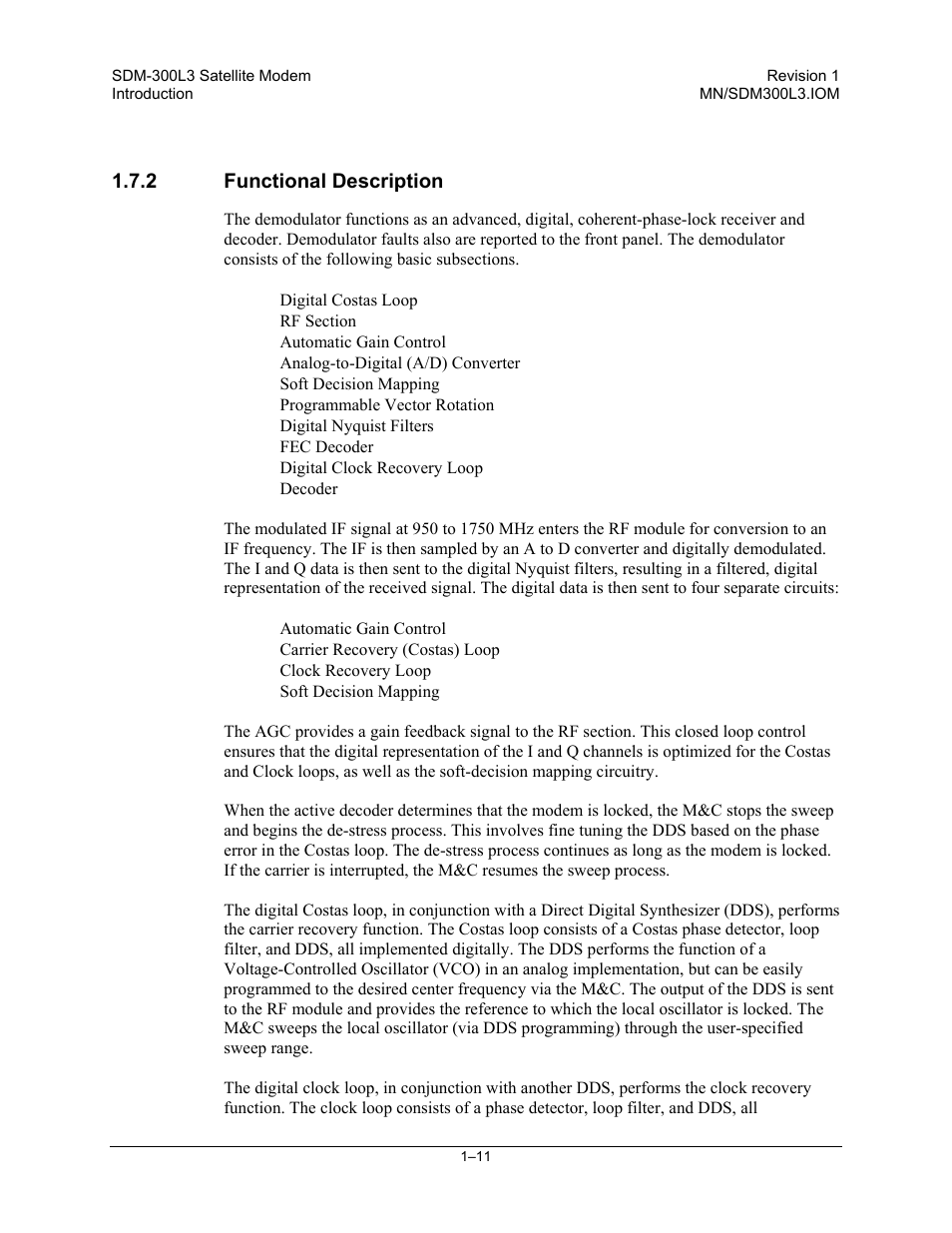 Functional description | Comtech EF Data SDM-300L3 User Manual | Page 31 / 408