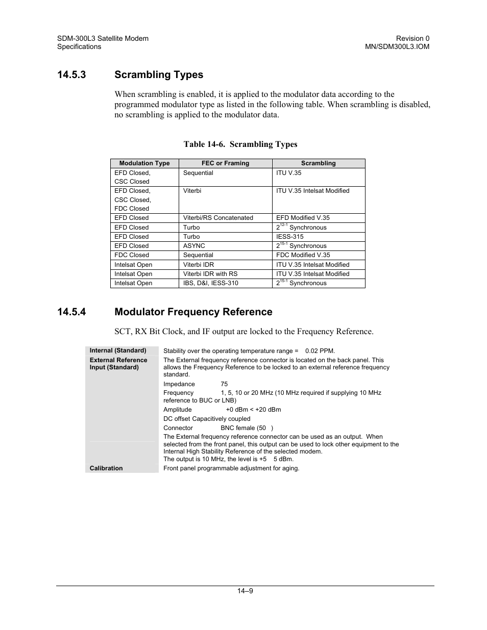 Scrambling types, Modulator frequency reference, 3 scrambling types | 4 modulator frequency reference | Comtech EF Data SDM-300L3 User Manual | Page 315 / 408