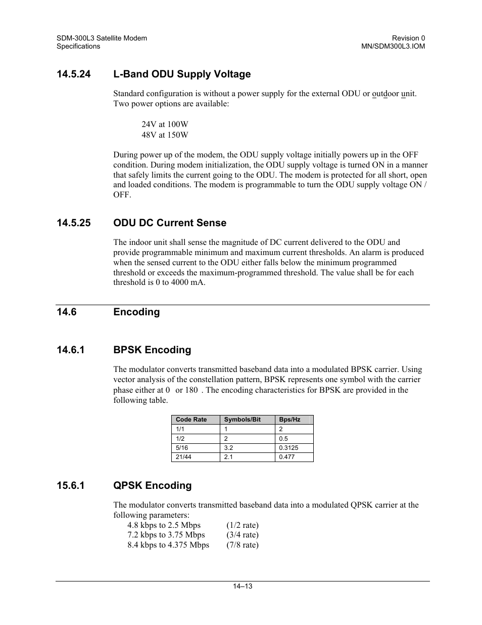 L-band odu supply voltage, Odu dc current sense, Encoding | Bpsk encoding, 1qpsk encoding, 24 l-band odu supply voltage, 25 odu dc current sense, 1 qpsk encoding | Comtech EF Data SDM-300L3 User Manual | Page 319 / 408