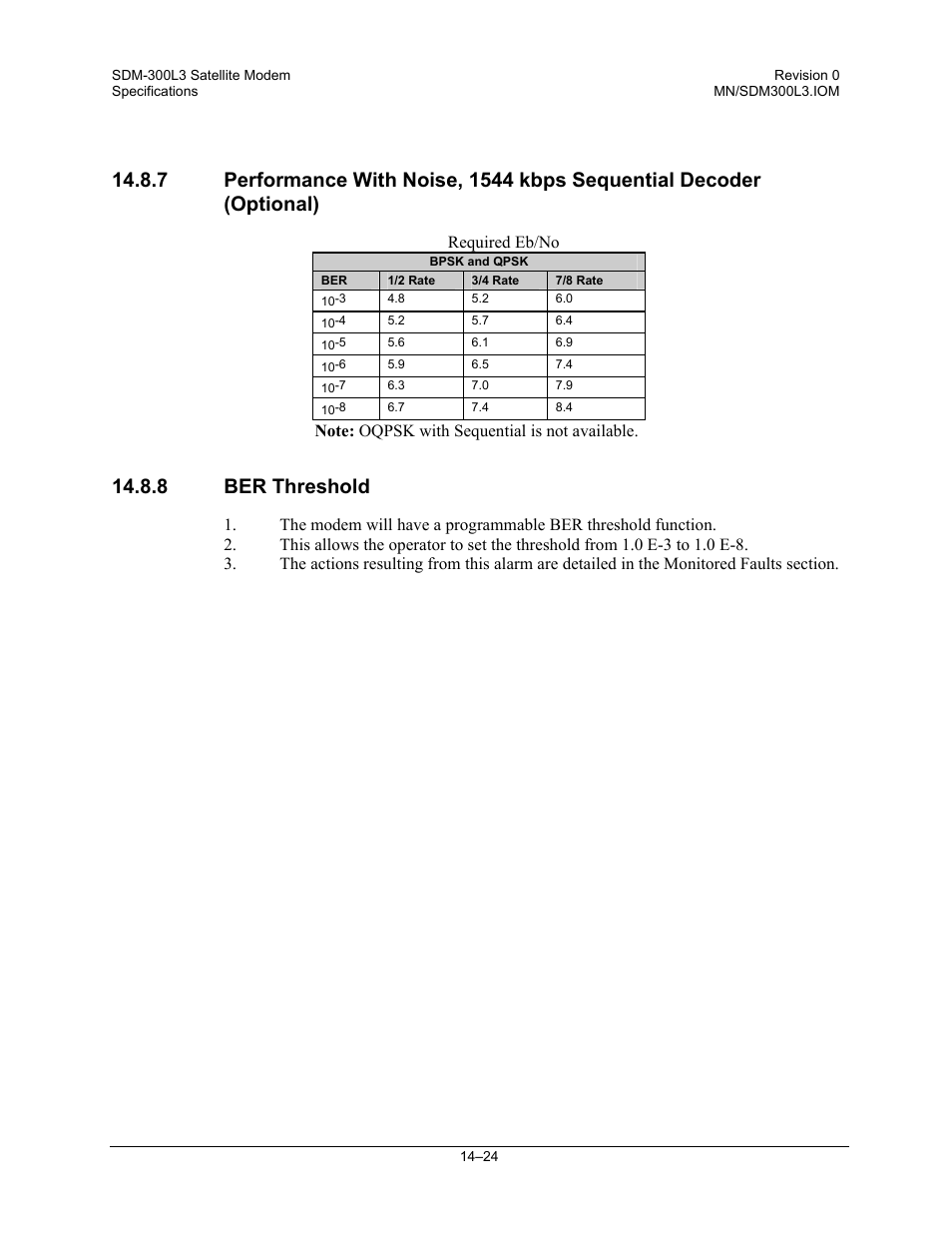 Ber threshold, 8 ber threshold | Comtech EF Data SDM-300L3 User Manual | Page 330 / 408