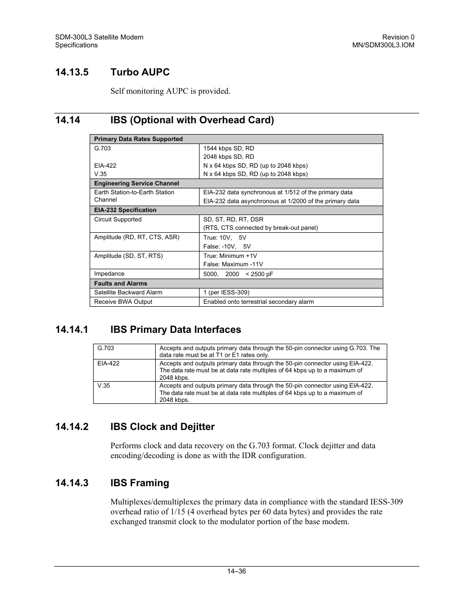 Turbo aupc, Ibs (optional with overhead card), Ibs primary data interfaces | Ibs clock and dejitter, Ibs framing, 5 turbo aupc, 14 ibs (optional with overhead card), 1 ibs primary data interfaces, 2 ibs clock and dejitter, 3 ibs framing | Comtech EF Data SDM-300L3 User Manual | Page 342 / 408