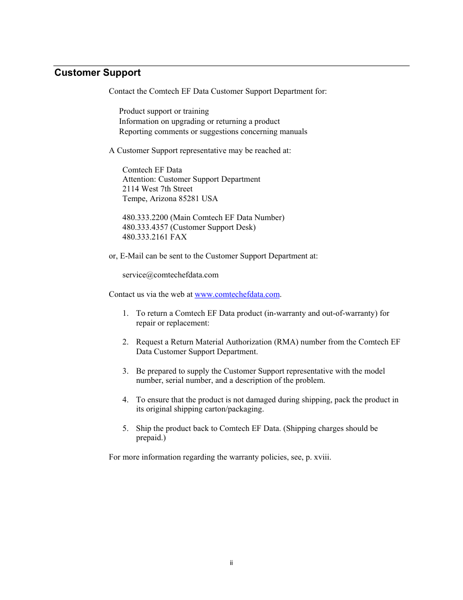 Customer support | Comtech EF Data SDM-300L3 User Manual | Page 4 / 408