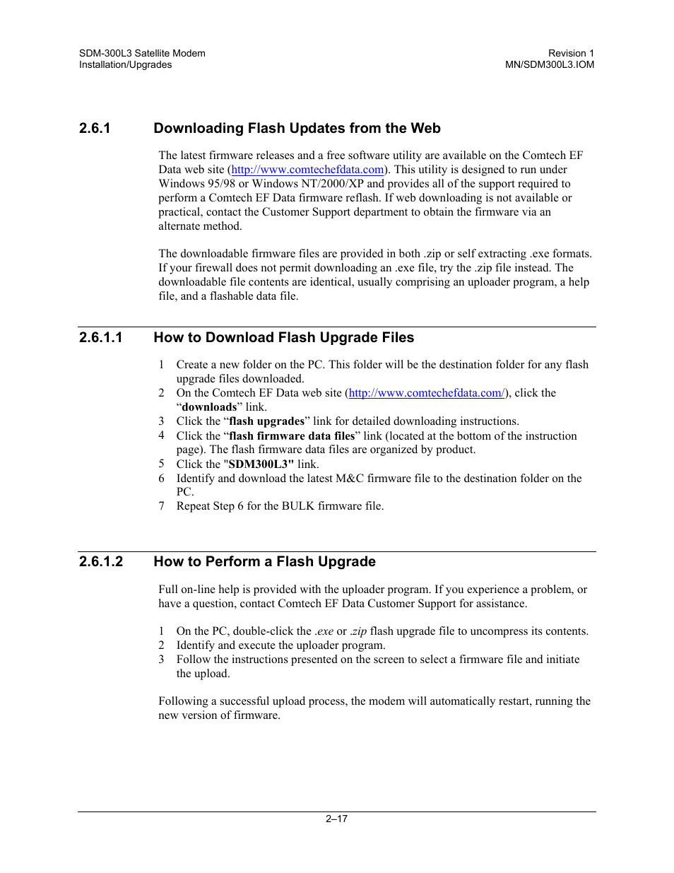 Downloading flash updates from the web, How to download flash upgrade files, How to perform a flash upgrade | Comtech EF Data SDM-300L3 User Manual | Page 53 / 408