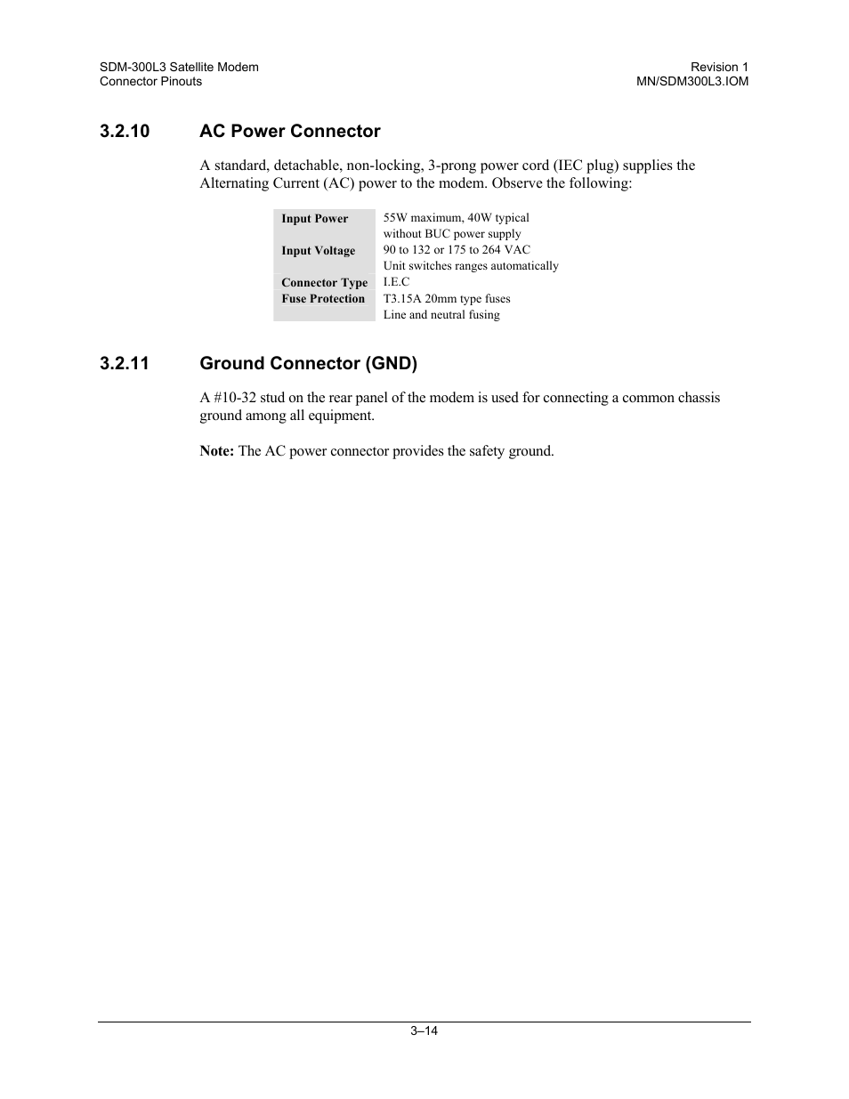 Ac power connector, Ground connector (gnd), 10 ac power connector | 11 ground connector (gnd) | Comtech EF Data SDM-300L3 User Manual | Page 68 / 408