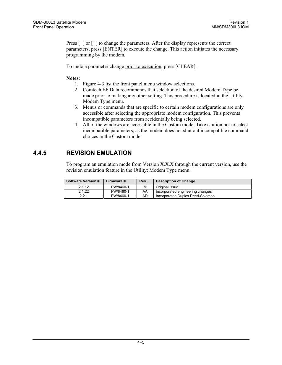 Revision emulation, 5 revision emulation | Comtech EF Data SDM-300L3 User Manual | Page 73 / 408