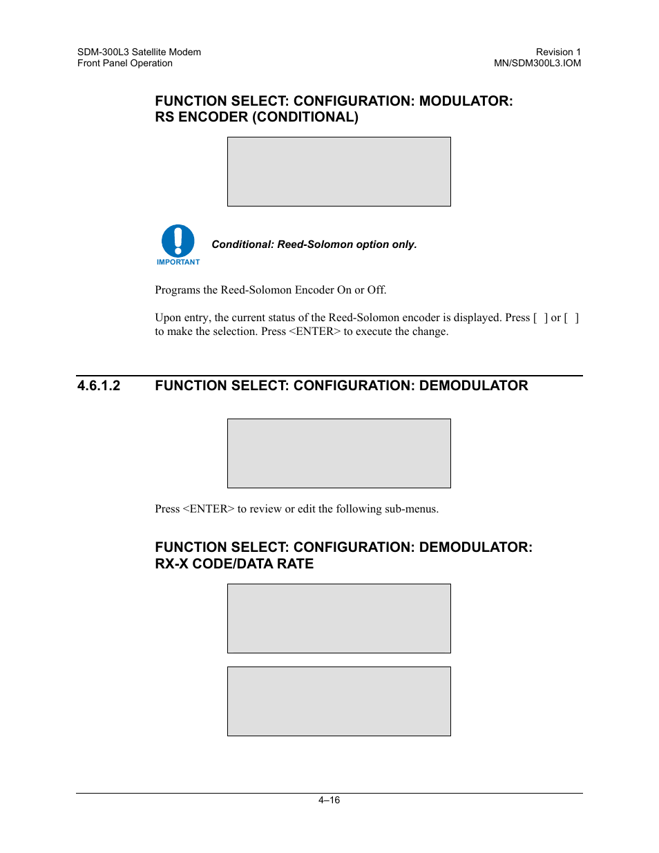 2function select: configuration: demodulator | Comtech EF Data SDM-300L3 User Manual | Page 84 / 408