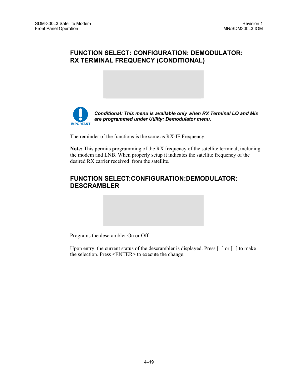 Descrambler on | Comtech EF Data SDM-300L3 User Manual | Page 87 / 408