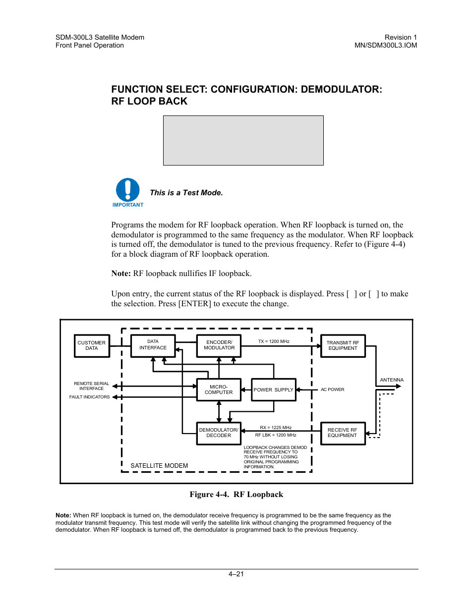 Rf loop back off | Comtech EF Data SDM-300L3 User Manual | Page 89 / 408